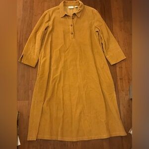 Vermont Country Store Corduroy Dress Modest Prairie Trad Cottagecore Camel M mid